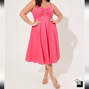Torrid Midi Poplin Sweetheart Pink Sleeveless Dress Size 2X